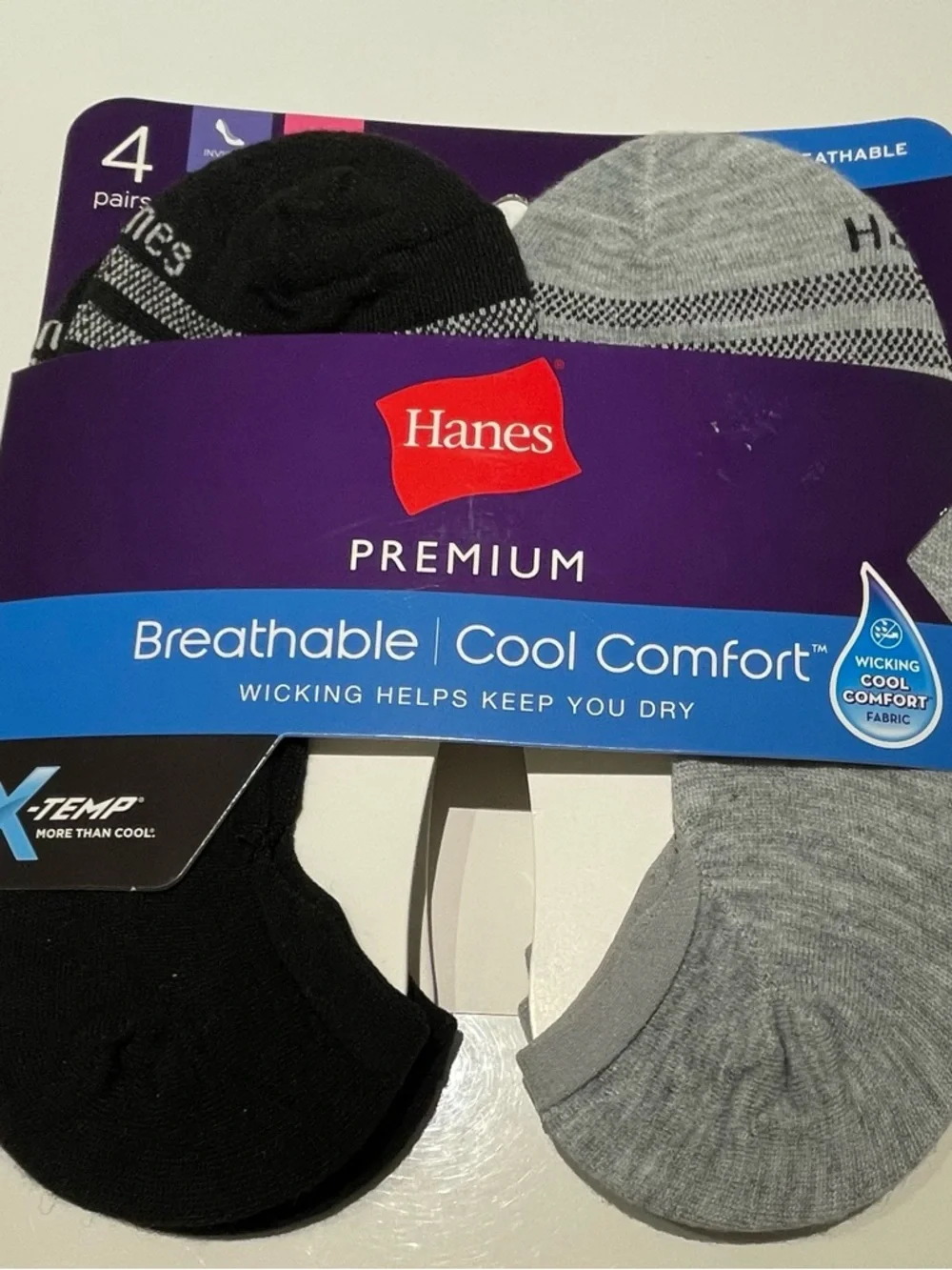 Hanes Women’s 4- Pk Low-Cut Invisible Liner Socks -  Breathable | Cool Comfort